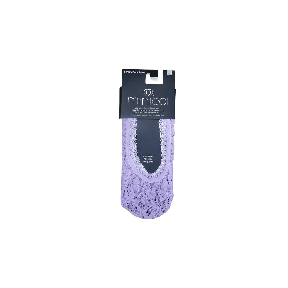 Minicci Foot Liner Women M/L Purple Floral Lace No Show Socks